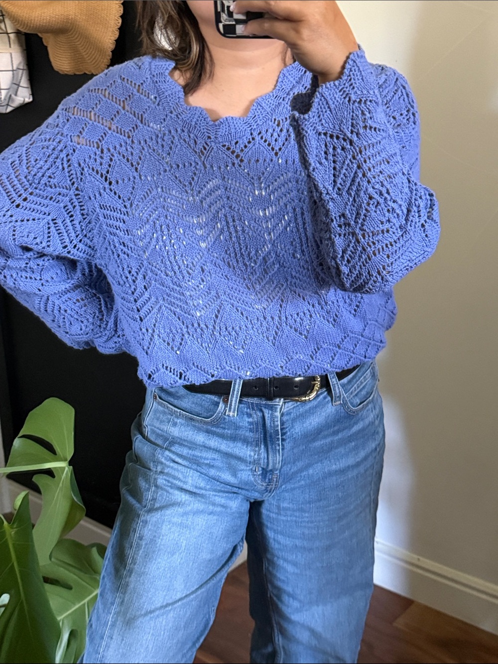 Parkhurst Canada Crochet Knit Sweater 100% cotton. Size L